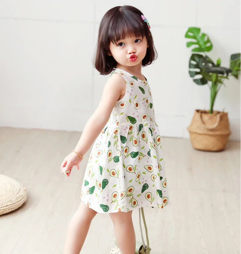 Cotton Summer Dress for Girls – Sleeveless Floral Princess Party Outfit, Perfect Kids Clothing