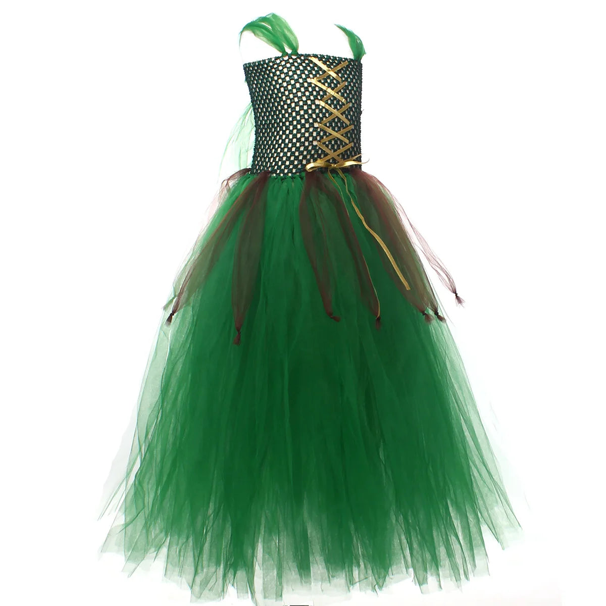 Kids Forest Elf Dress-Up Costume – Green Princess Outfit with Ears for Girls, Perfect for Stage Performance and Halloween