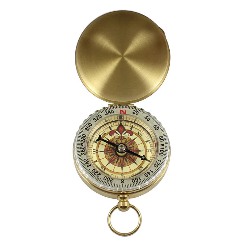 Portable Brass Compass with Noctilucent Display – Ideal for Outdoor Camping &amp; Hiking