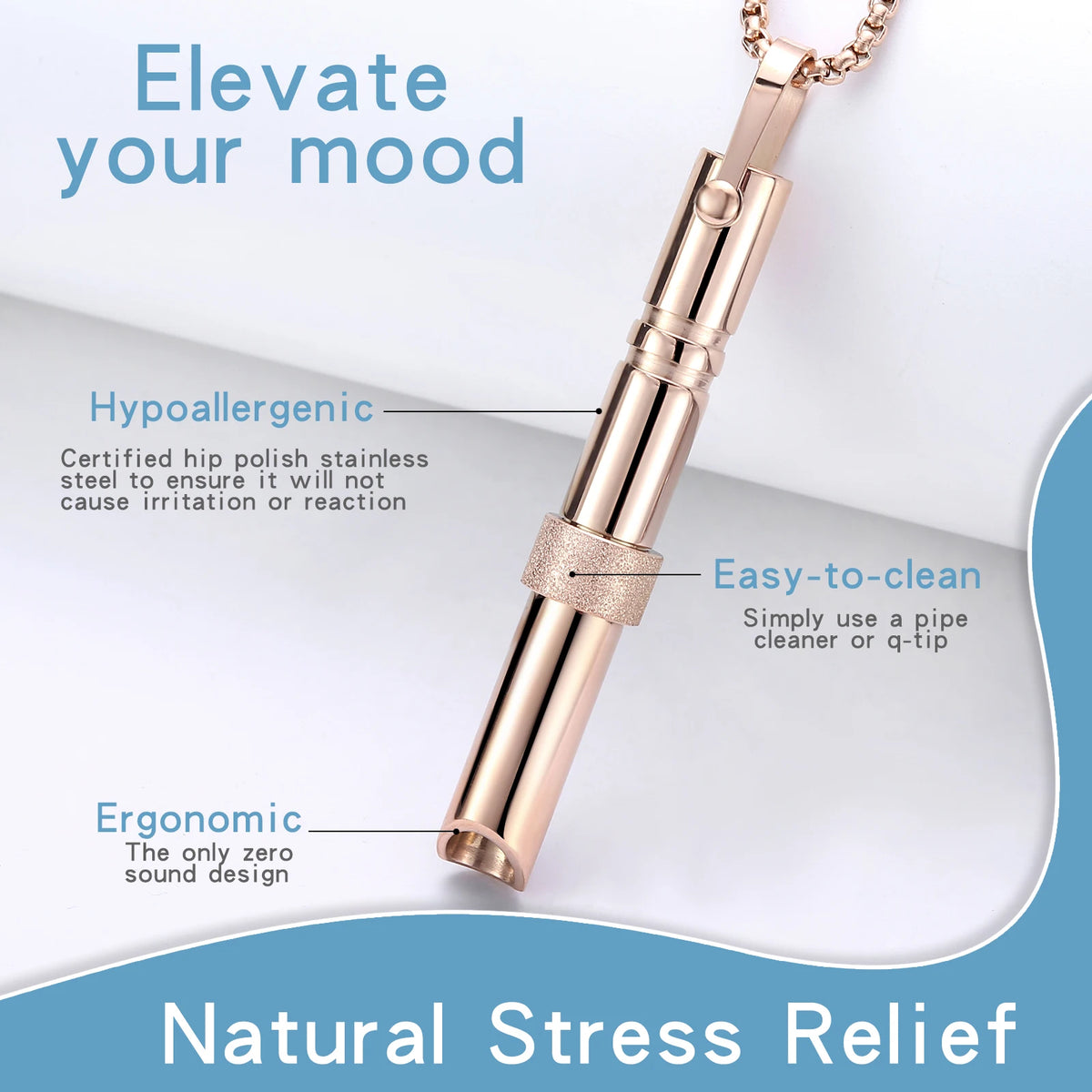 Mindfulness Breathing Necklace – Stainless Steel Stress Relief Pendant for Women and Men, Ideal for Anxiety Management