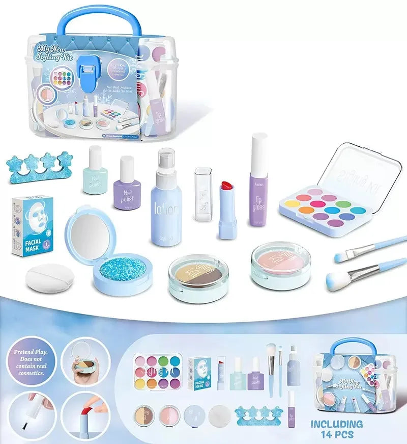 Princess Pretend Makeup Set for Girls, Toy Nail Polish, Lipstick and Eyeshadow, Fun Dress-Up Roleplay Gift