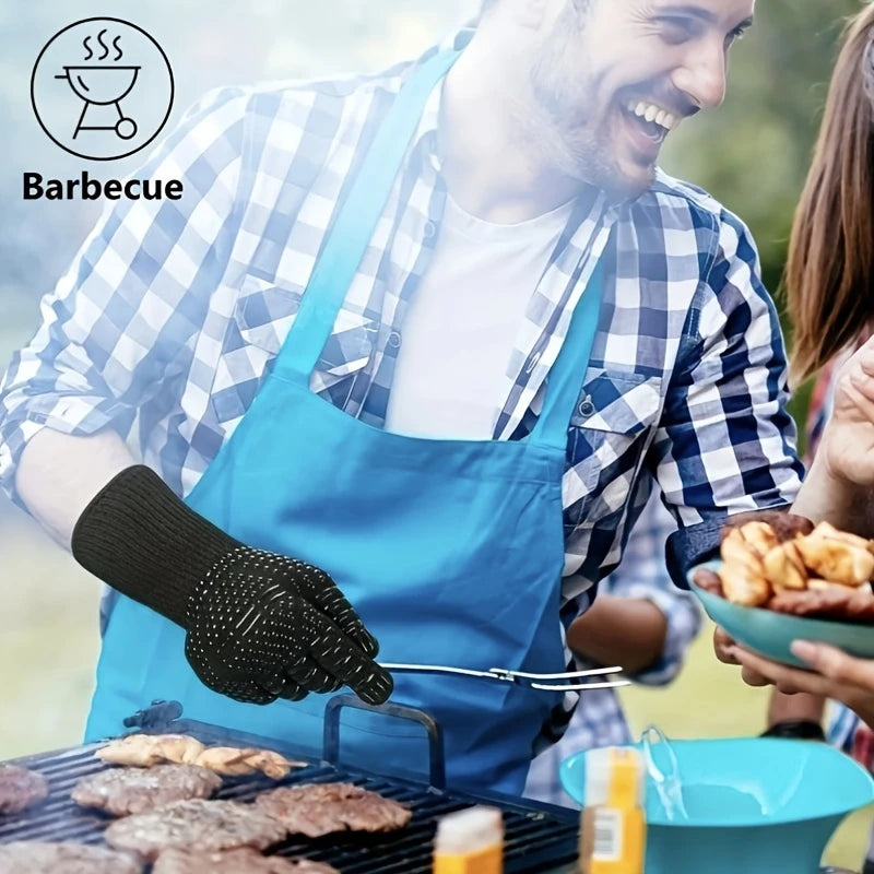 BBQ Gloves: High-Temperature Resistant Oven Mitts for 500-800 Degrees – Fireproof and Insulated