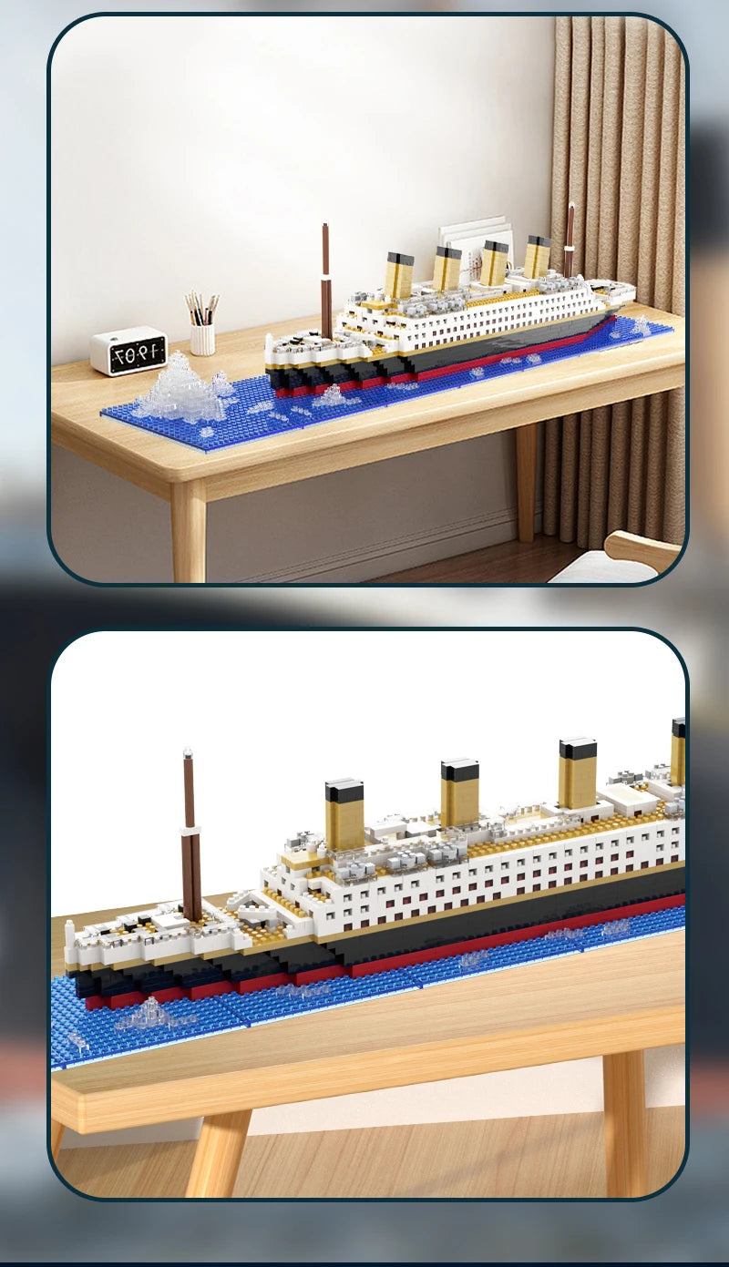 Titanic Building Block Model Kit: Small Particle Puzzle Cruise Ship for Kids