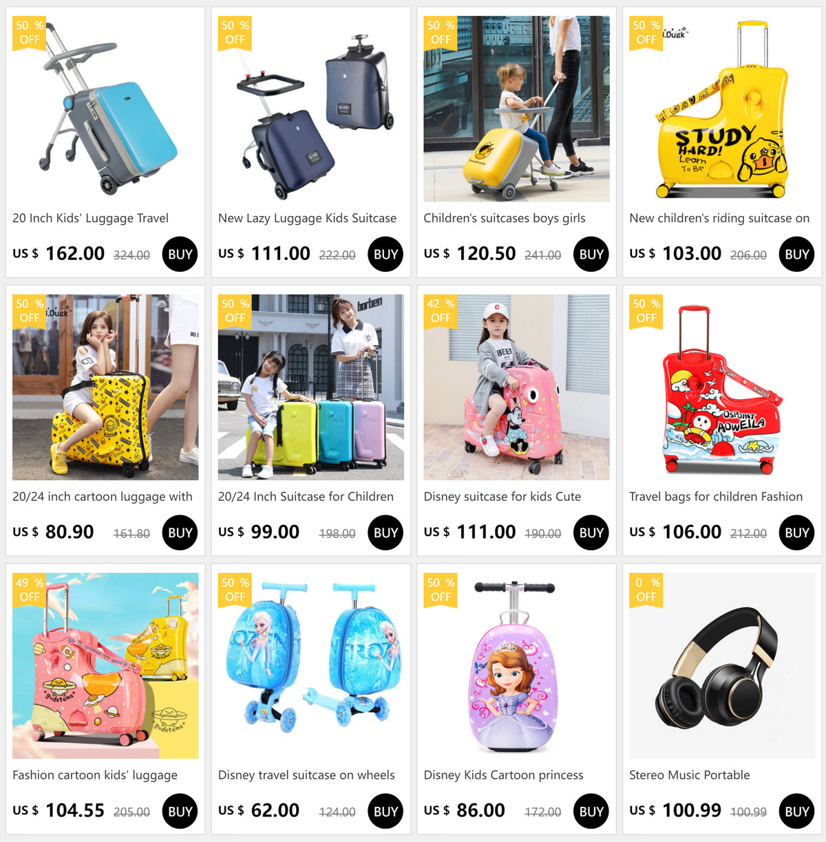 Children&#39;s Travel Bags - Middle Size Suitcase with Wheels, Little Yellow Duck Rolling Luggage Case