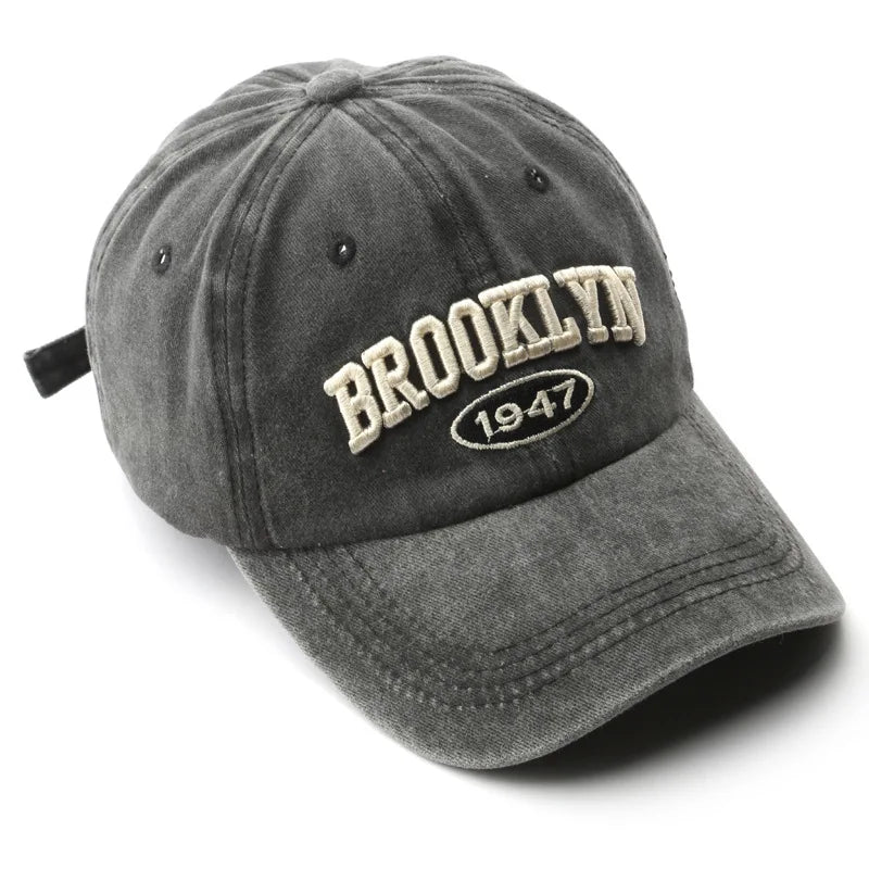 Retro Brooklyn Embroidered Baseball Cap – Adjustable Cotton Hat for Men &amp; Women, Hip Hop Streetwear Style