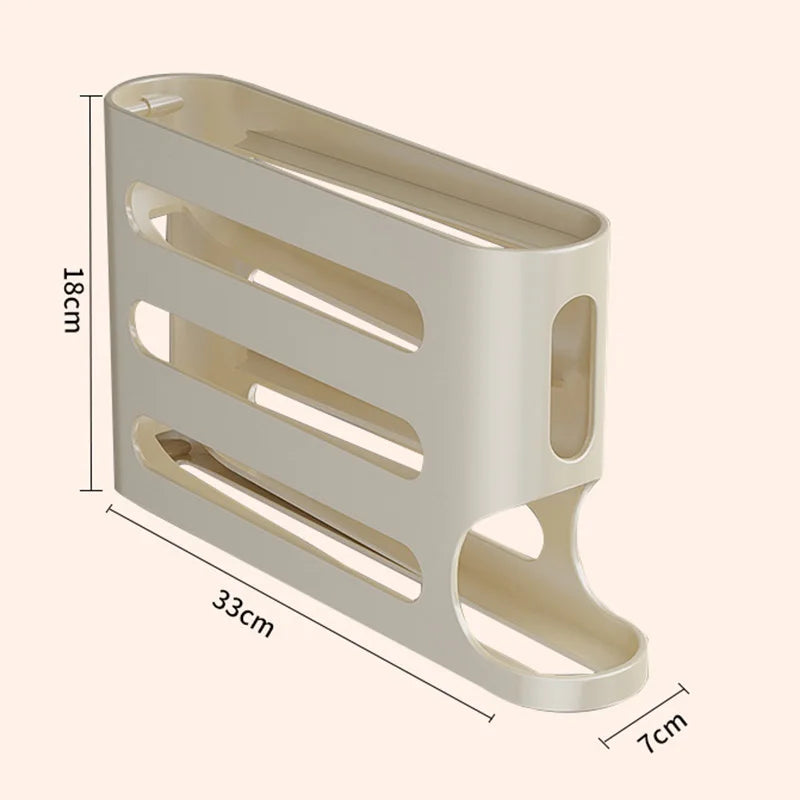 4-Layer Automatic Rolling Egg Holder Rack: Fridge Egg Storage Box and Organizer for Kitchen Refrigerators