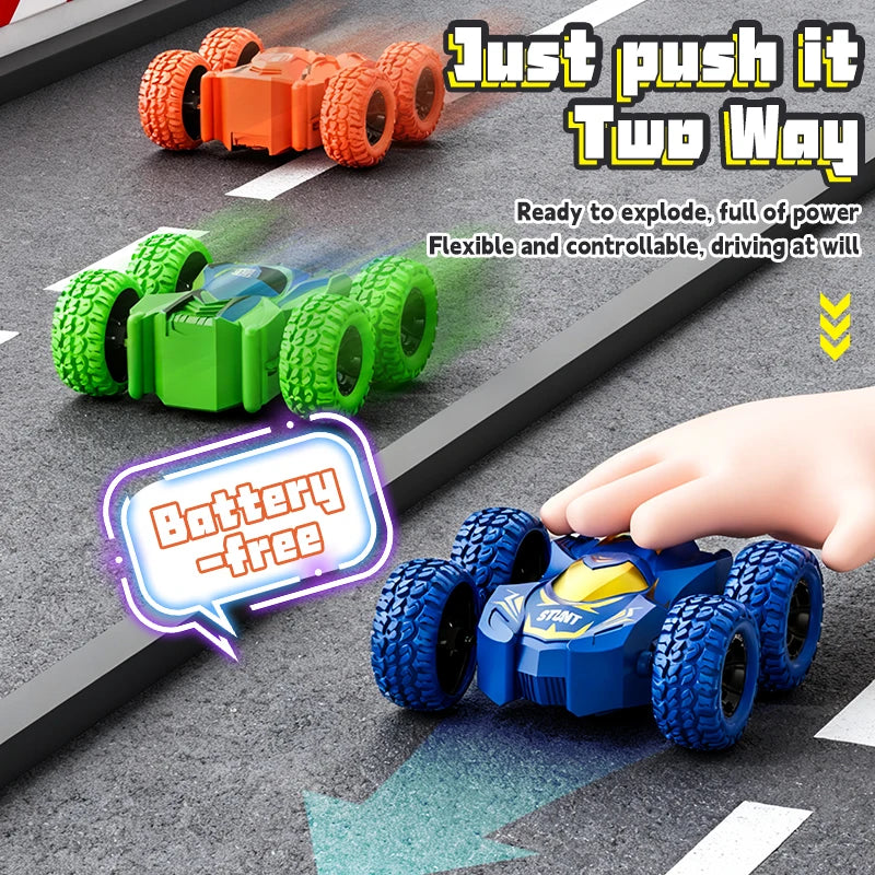 4-8 Pack 360° Stunt Cars for Kids, Friction-Powered Push-and-Go Toy Vehicles, Fun Gift for Toddlers
