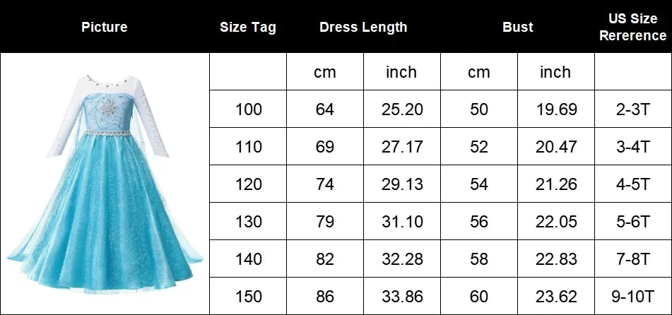 2024 Snow Queen Dress for Girls – Princess Elsa Costume, Fancy Birthday and Carnival Outfit