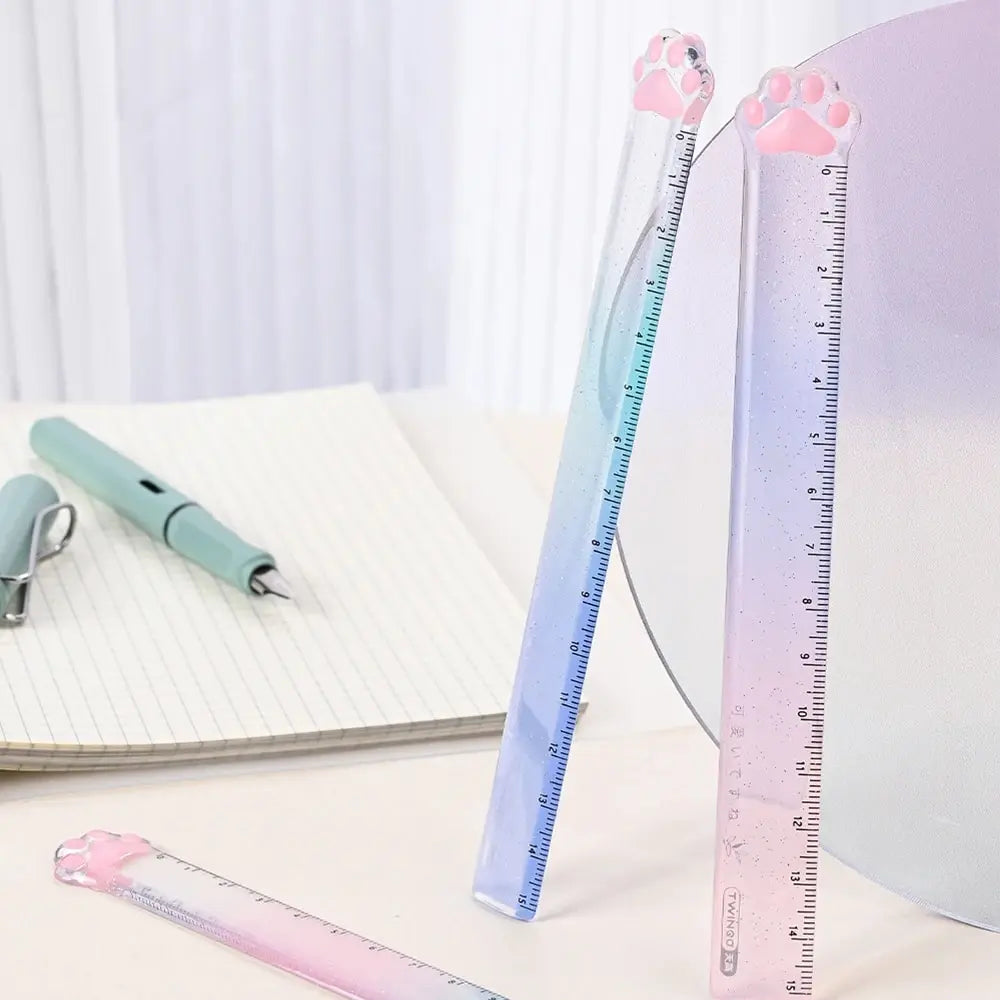 Twingo Transparent Cat&#39;s Paw Ruler - Cute Gradient Drawing Gauge for Students