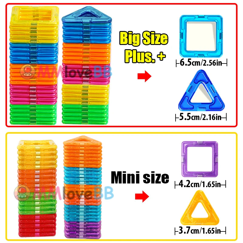 Magnetic Building Blocks Set: Big &amp; Mini Sizes for Creative Construction Play