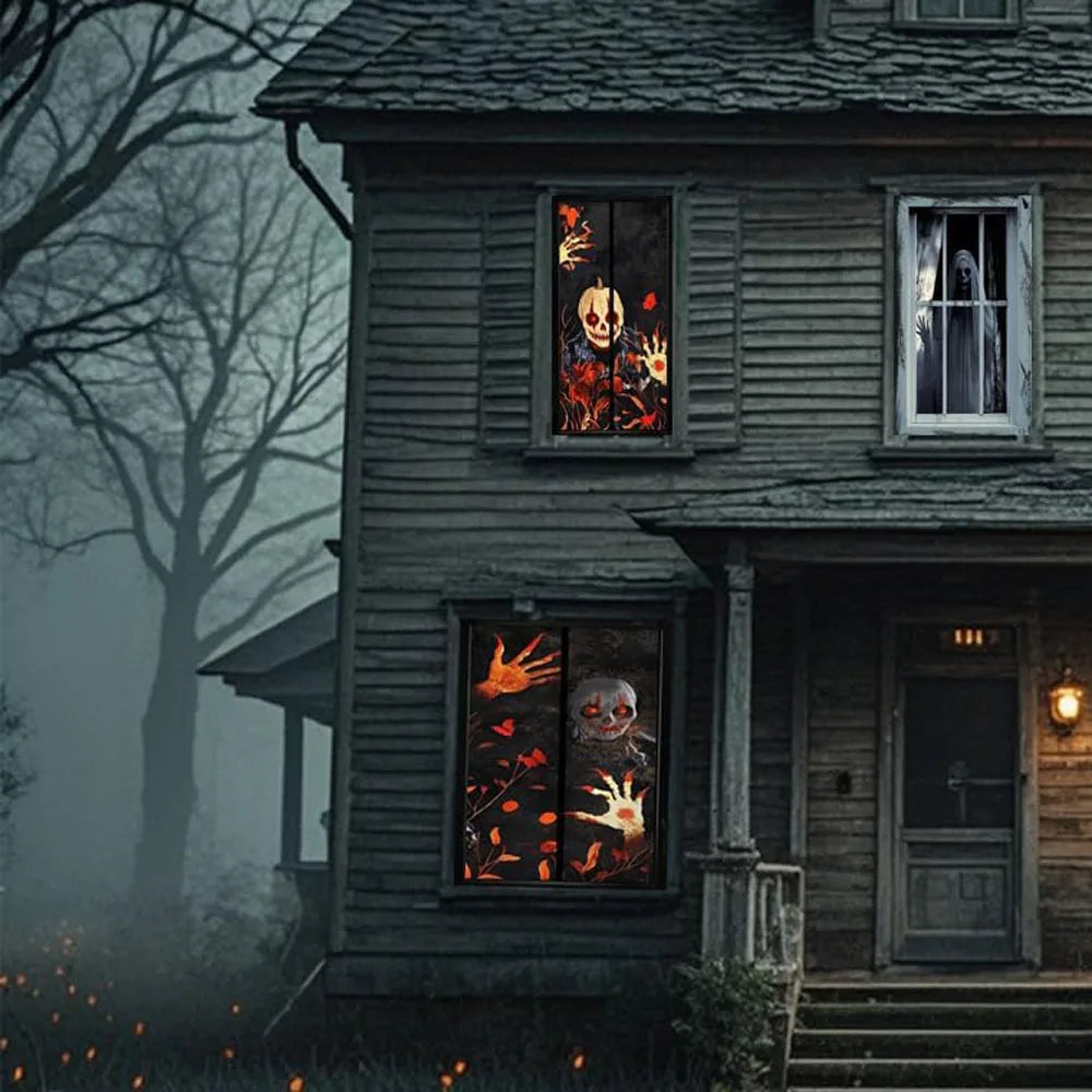 2 PCS Scary Curtain For Halloween Party Decorations