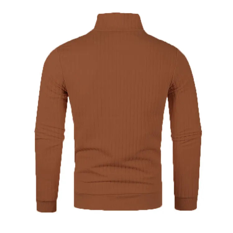 Men&#39;s Semi Turtleneck Long Sleeve Half Zip Pullover Knitted Sweater - Female Knitwear Tops