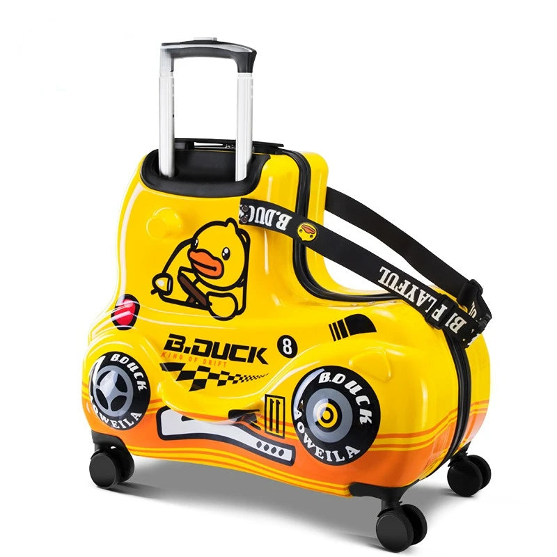 Children&#39;s Travel Bags - Middle Size Suitcase with Wheels, Little Yellow Duck Rolling Luggage Case