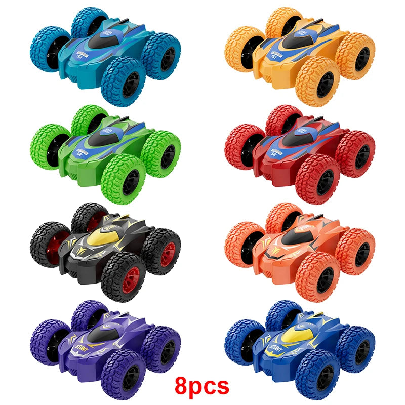 4-8 Pack 360° Stunt Cars for Kids, Friction-Powered Push-and-Go Toy Vehicles, Fun Gift for Toddlers