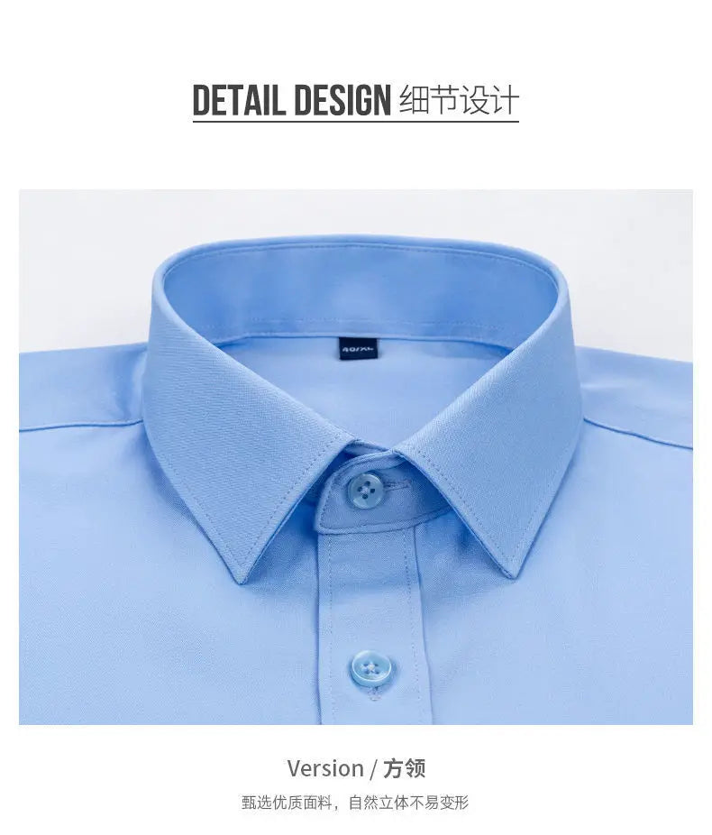 Men&#39;s Elastic Spring And Autumn New long Sleeve Shirt Anti-wrinkle Free ironing Business Comfort Fashion Breathable Slim