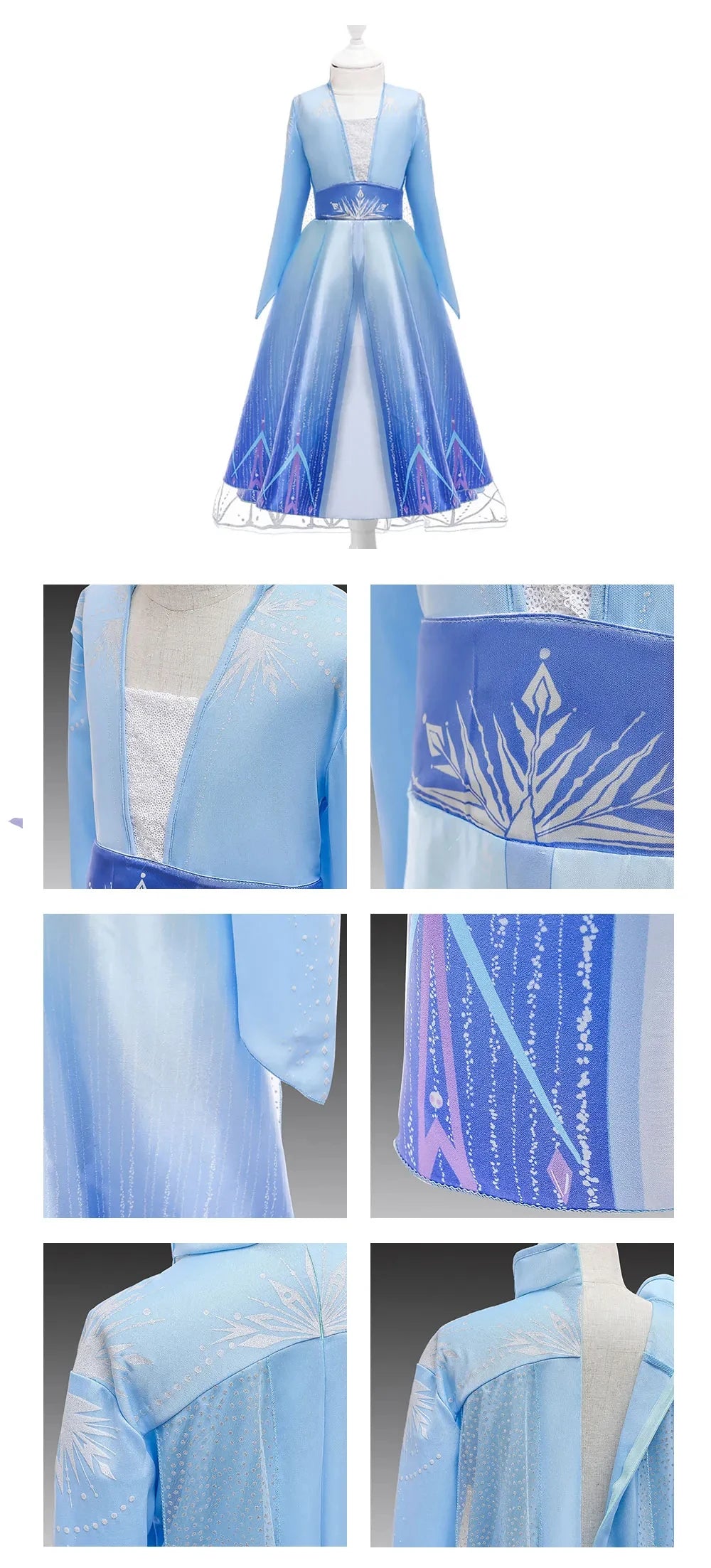 2024 Snow Queen Dress for Girls – Princess Elsa Costume, Fancy Birthday and Carnival Outfit