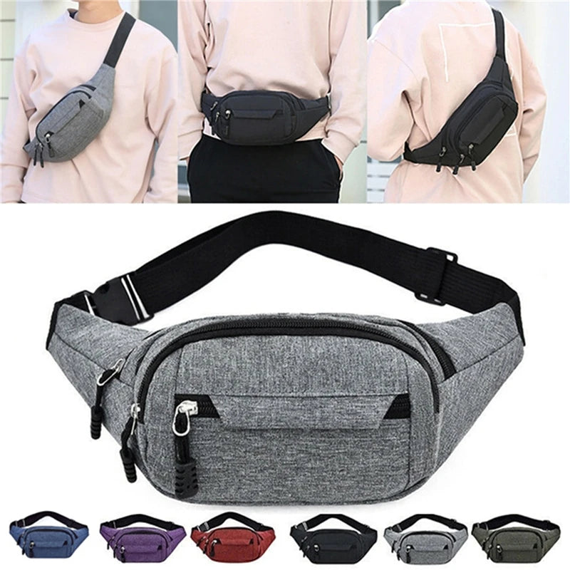 Men&#39;s Waterproof Crossbody Bag - Korean-Style Canvas Fanny Pouch for Outdoor Sports