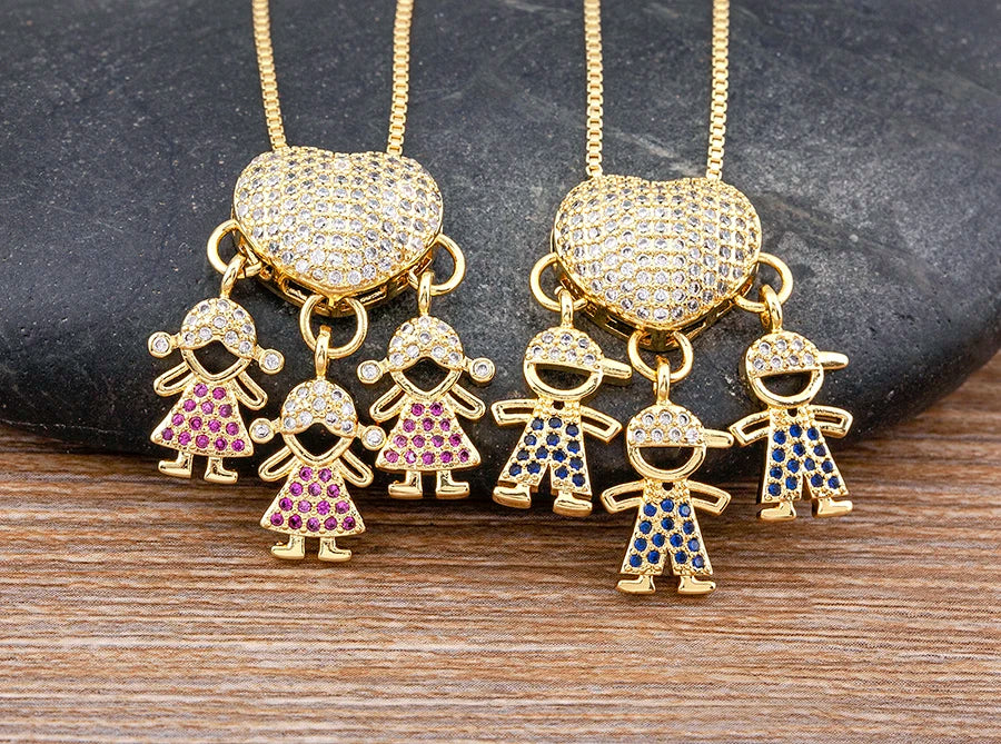 Nidin Luxury Crystal Zircon Heart Pendant Necklace for Girls and Boys, Romantic Inlaid Design Fashion
