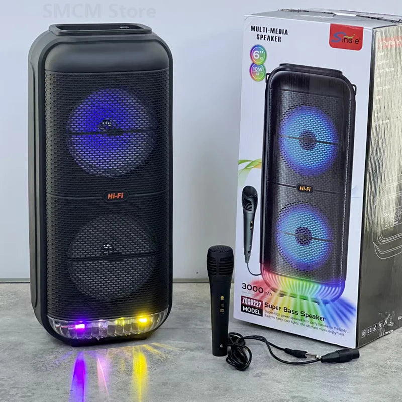 Super Large Outdoor Bluetooth Speaker - 1200W Power, Portable Column with Mic