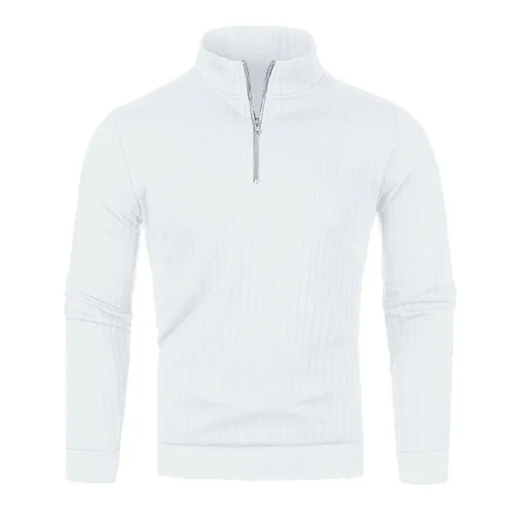 Men&#39;s Semi Turtleneck Long Sleeve Half Zip Pullover Knitted Sweater - Female Knitwear Tops