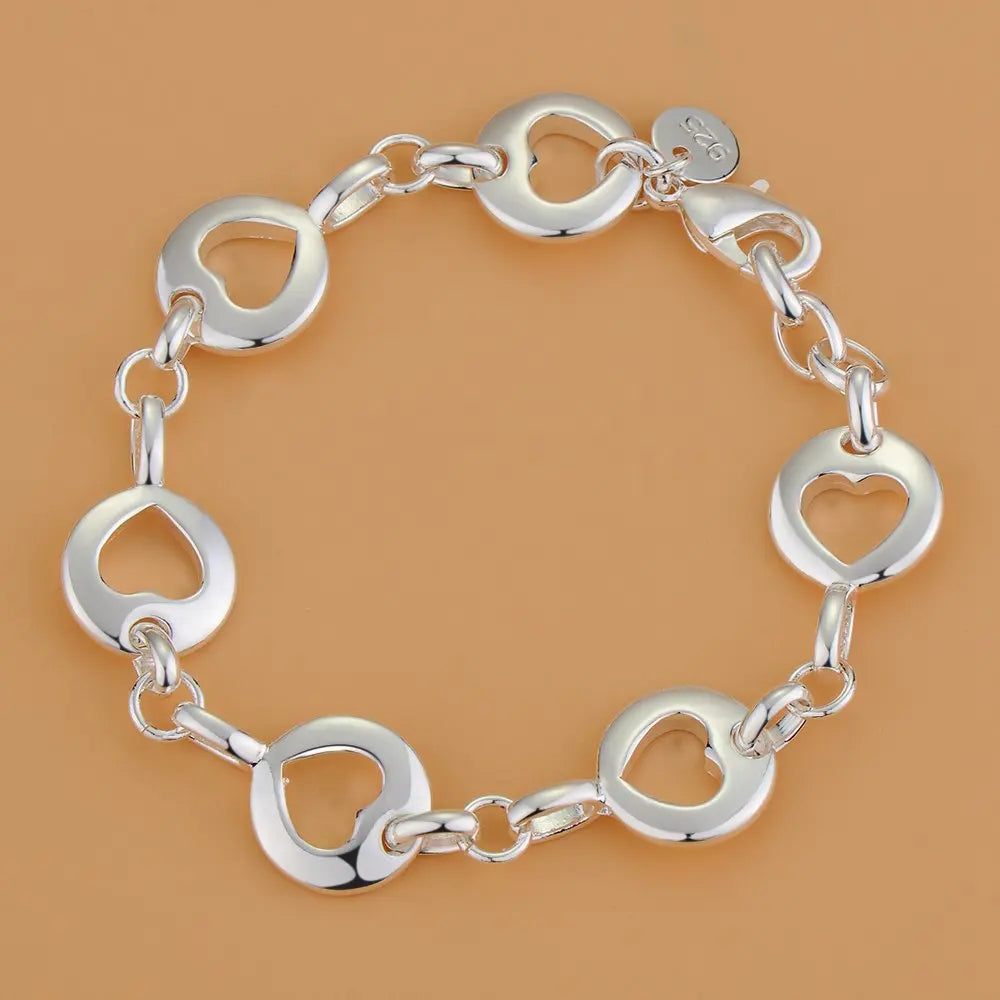 925 Sterling Silver Heart Bracelet for Women and Men, High-Quality Romance Chain Fashion Jewelry for Engagement, Party and Wedding Gift