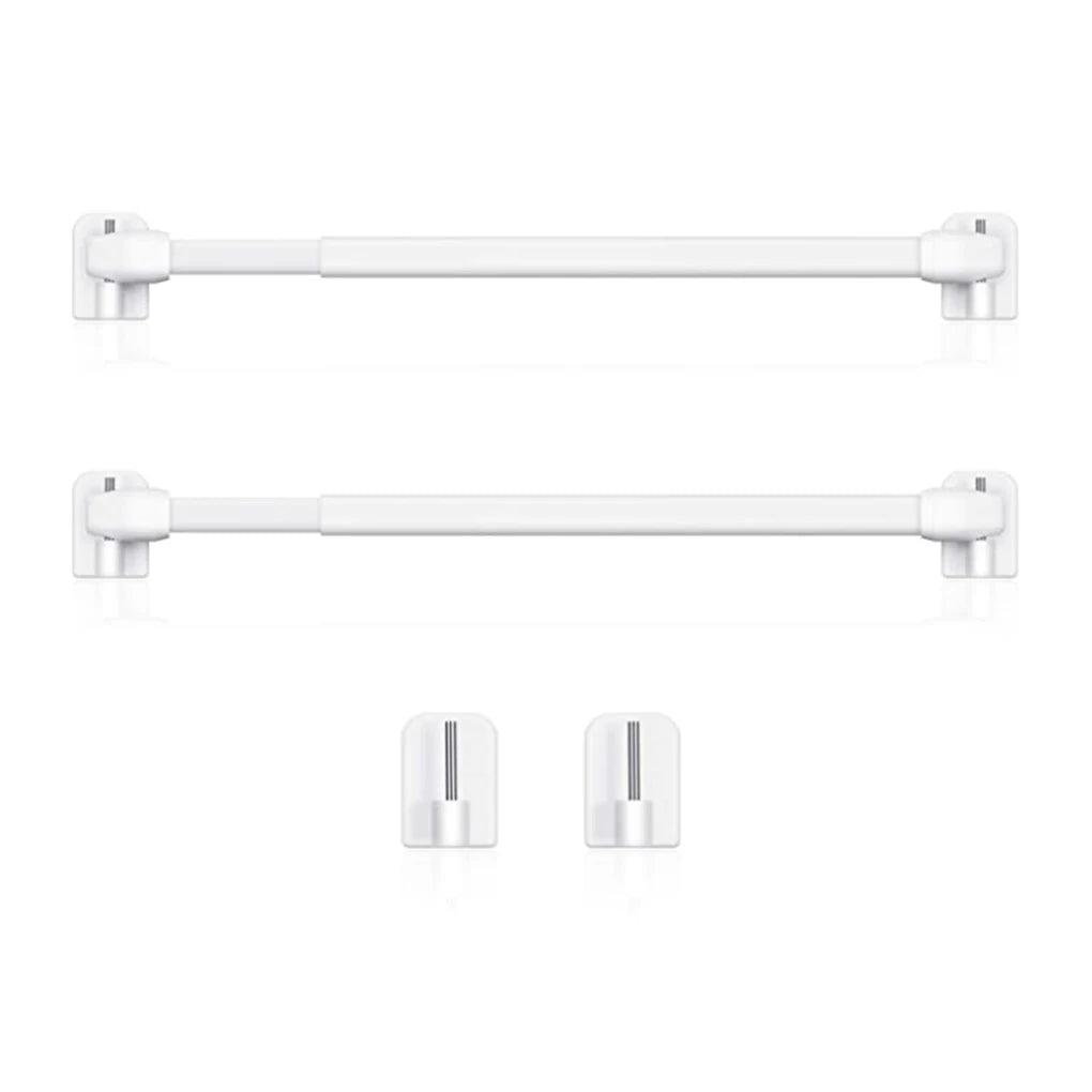 2 Pcs Telescopic Curtain Rod Brackets: Self-Adhesive, No-Drill Hanging Rods for Home