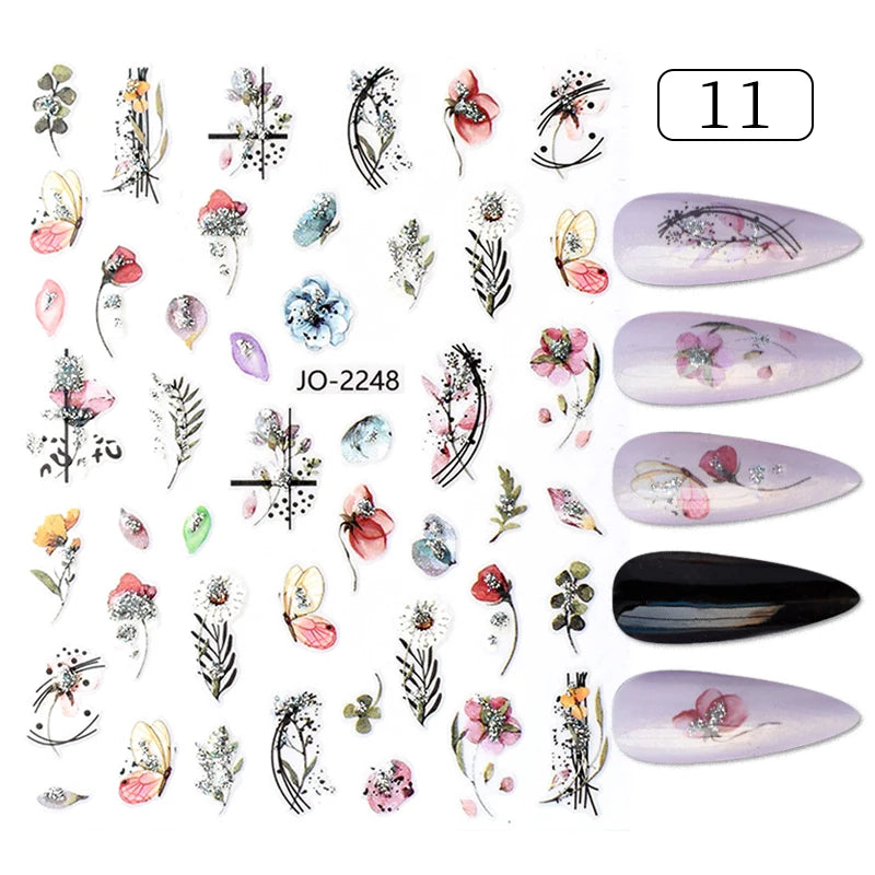 Succulent Plants 3D Nail Sticker - Spring Floral DIY Decoration