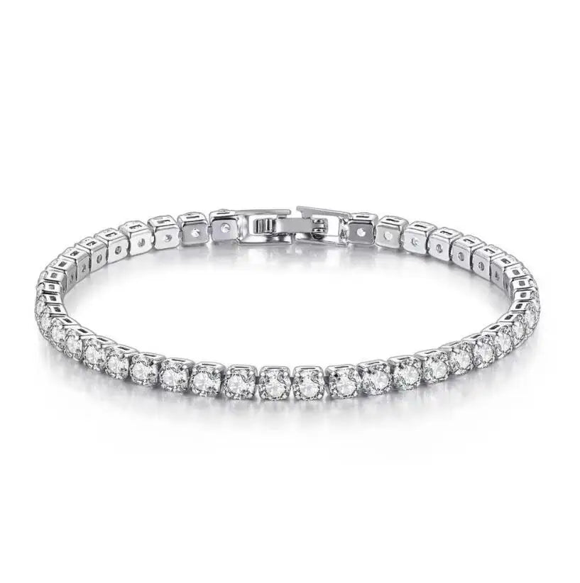 Solid 18K/14K Gold Moissanite Tennis Bracelet – D VVS1 Round 925 Sterling Silver Luxury Bracelet for Women, Perfect for Engagement