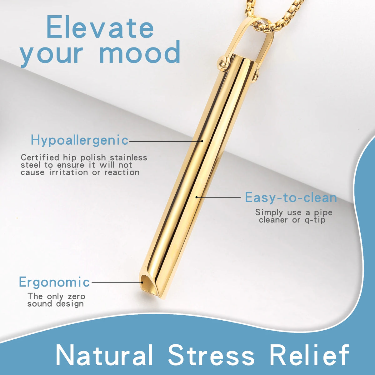 Mindfulness Breathing Necklace – Stainless Steel Stress Relief Pendant for Women and Men, Ideal for Anxiety Management