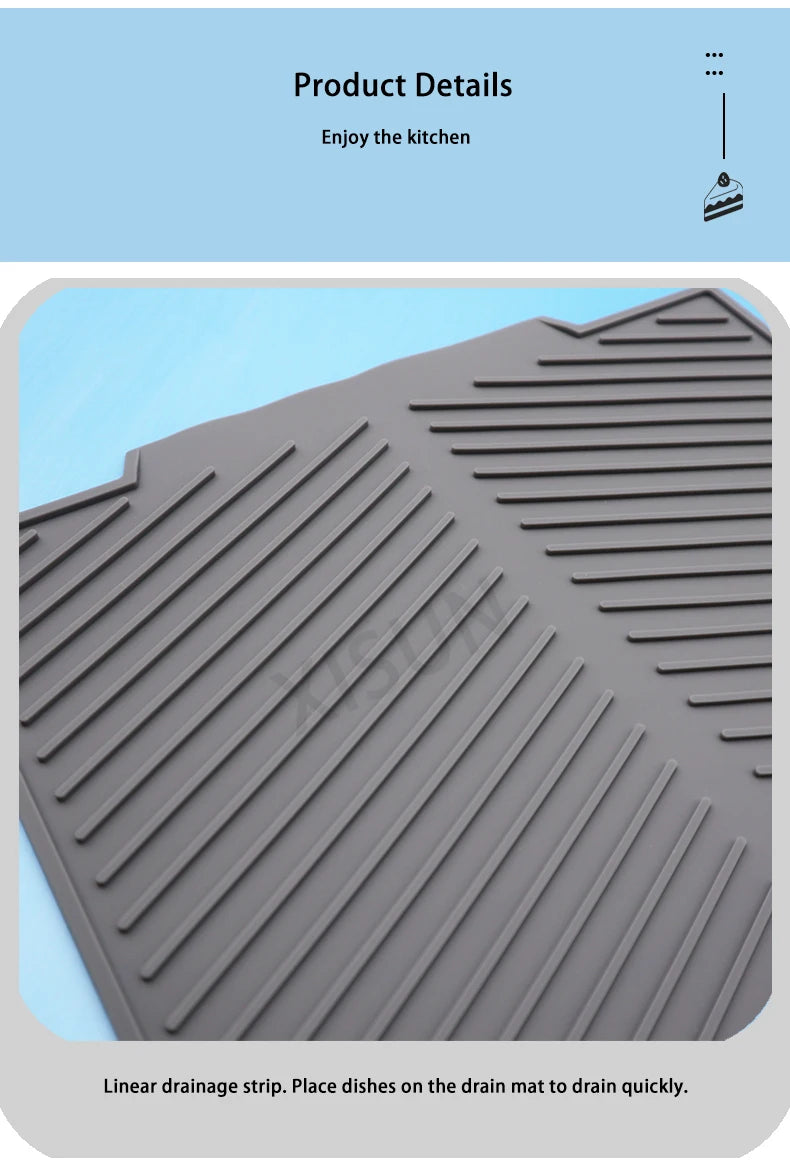 Silicone Draining Board Mat: Eco-Friendly Folding Dish Drying Mat, Large Drain Pad, and Heat-Resistant Drainer for Pots