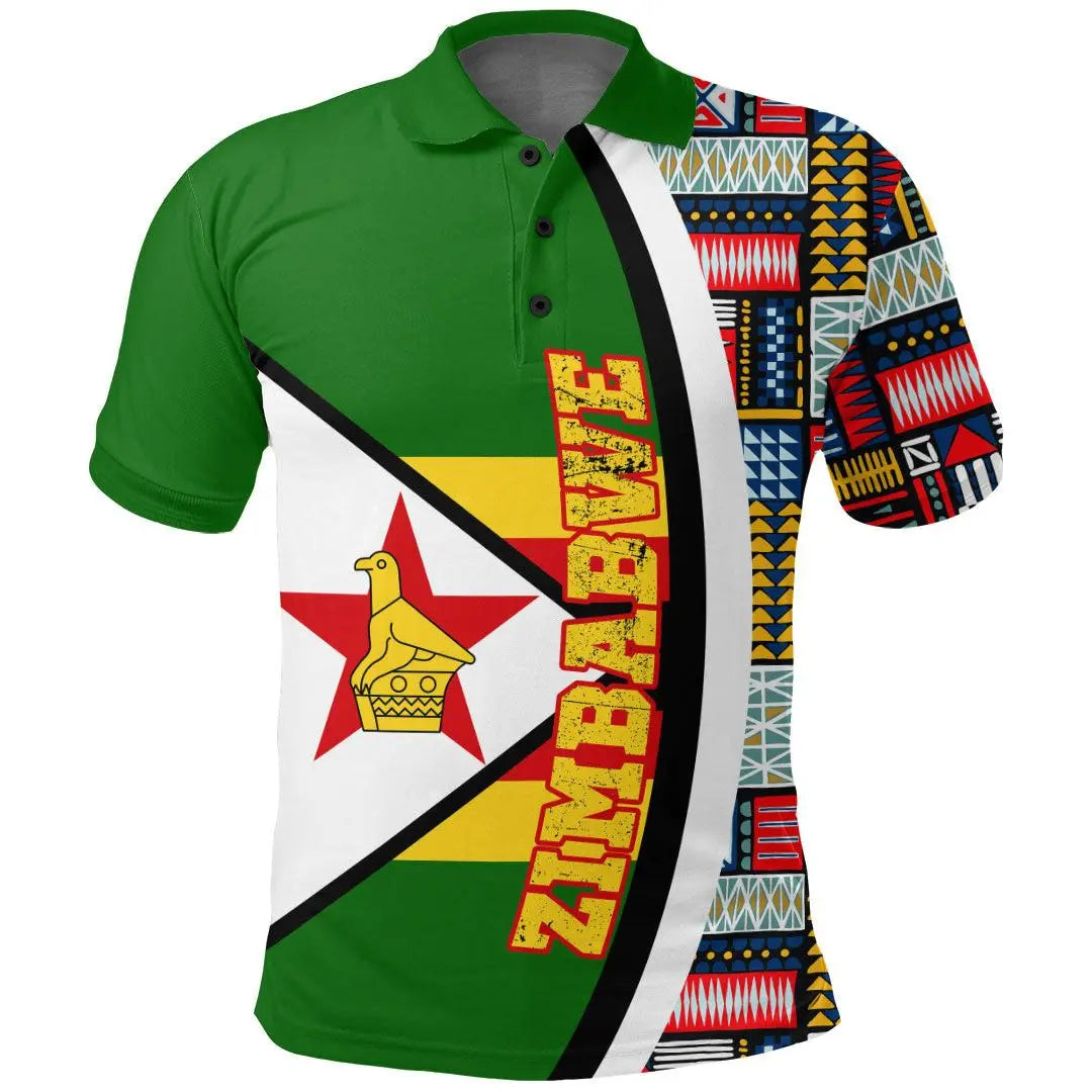 Zimbabwe Flag &amp; Coat of Arms Polo Shirts – Customized, Casual Summer Wear, Loose Fit, Plus Size Sportswear for Men