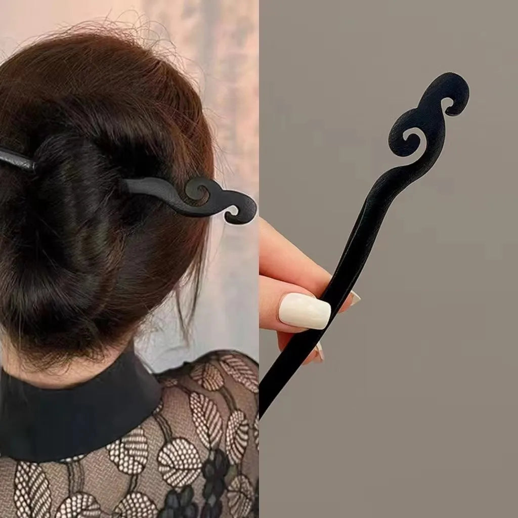 Simple Black Wood Hairpin – Elegant Hair Accessory for Women, Perfect for Everyday or Special Occasions