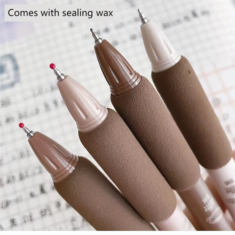 4pcs Kawaii Coffee Soft Bread Gel Pen Set - 0.5mm Black Ink