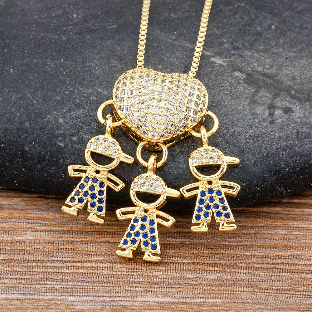 Nidin Luxury Crystal Zircon Heart Pendant Necklace for Girls and Boys, Romantic Inlaid Design Fashion