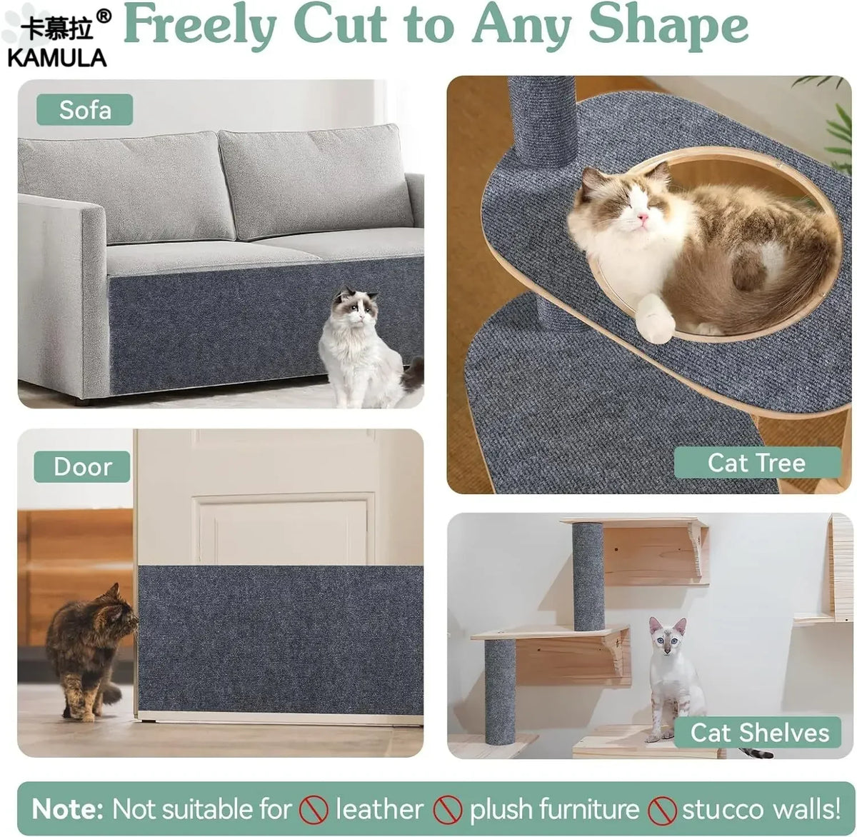 Self-Adhesive Cat Scratching Mat: Trimmable Carpet for Furniture Protection Against Scratching