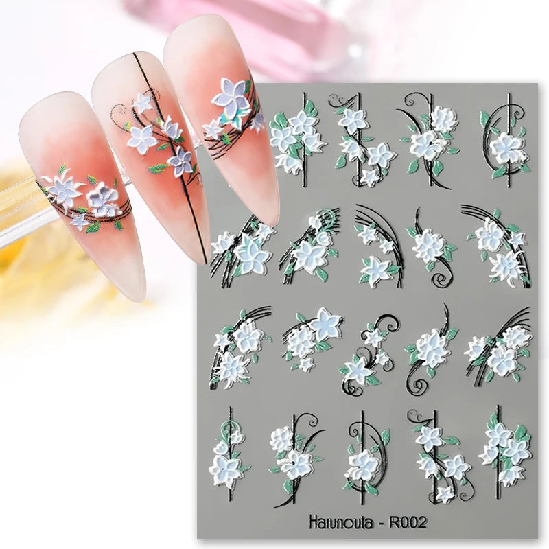 Succulent Plants 3D Nail Sticker - Spring Floral DIY Decoration