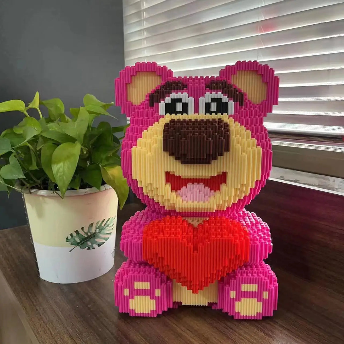 30cm Large Strawberry Bear Building Block Set, Cute DIY Assembly Puzzle Toy, Creative Gift for Kids
