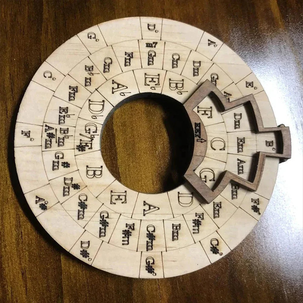 Wooden Circle of Fifths Wheel - Music Chord Tool for Musicians