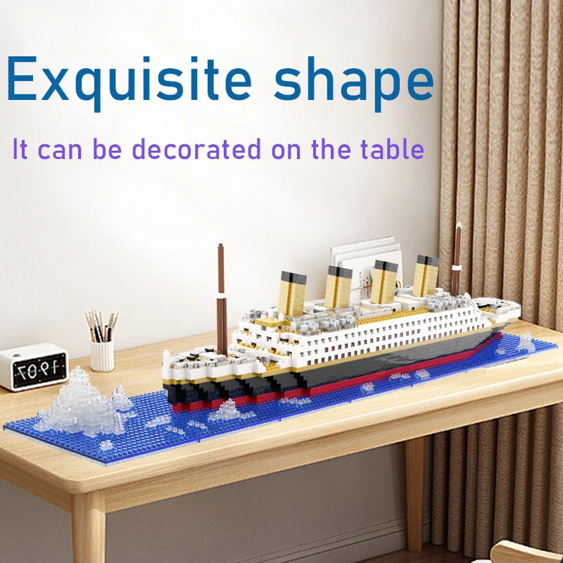 Titanic Building Block Model Kit: Small Particle Puzzle Cruise Ship for Kids