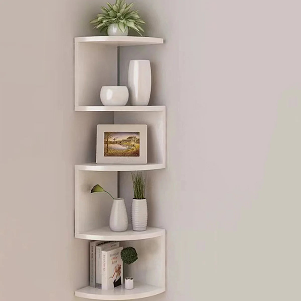 2/4/5 Layers Wooden Corner Shelf: Burlywood Floating Wall Organizer for Boho Home Decoration and Aesthetic Room Decor