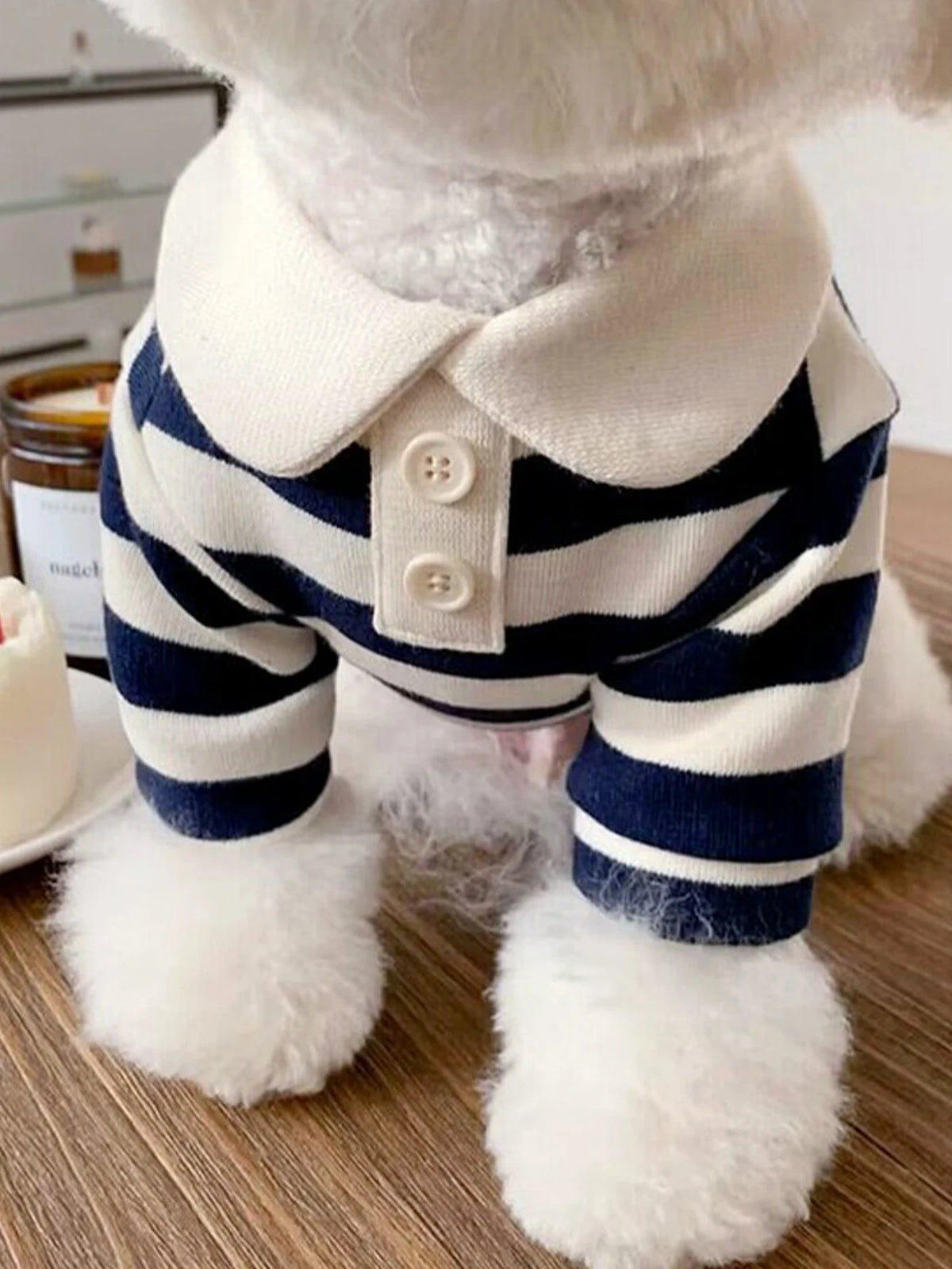 Striped Polo Shirt for Dogs: Soft Summer Dress T-Shirt Costume for Teddy and Yorkies