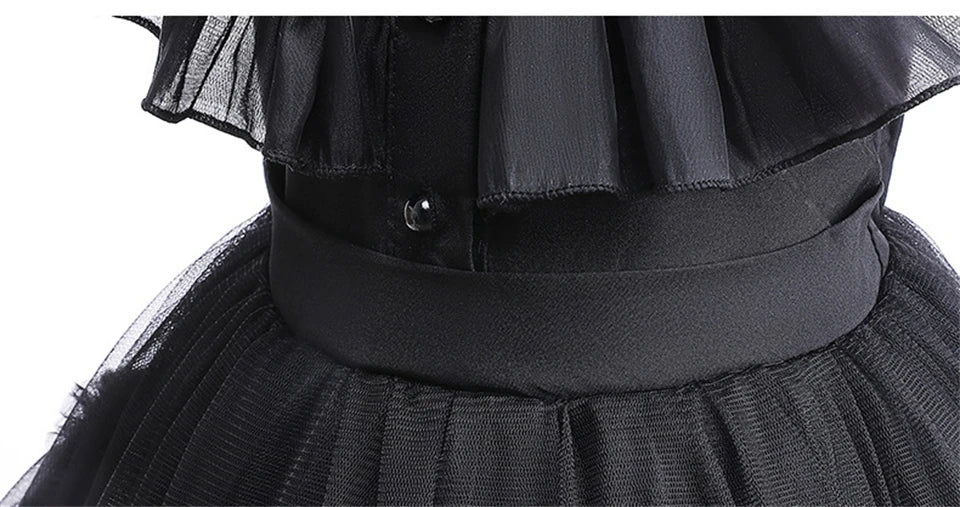 Toddler Girl Halloween Cosplay Dress – Wednesday Addams Black Goth Merlina Costume for Carnival and Performance