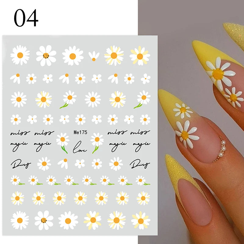 Succulent Plants 3D Nail Sticker - Spring Floral DIY Decoration