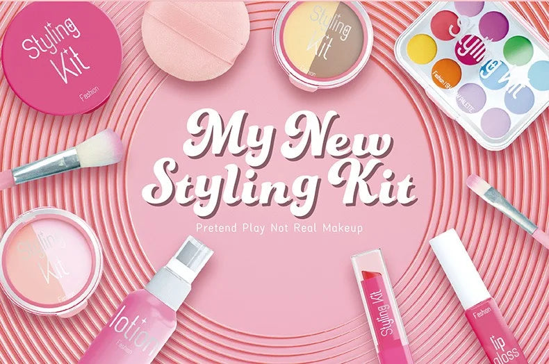 Princess Pretend Makeup Set for Girls, Toy Nail Polish, Lipstick and Eyeshadow, Fun Dress-Up Roleplay Gift