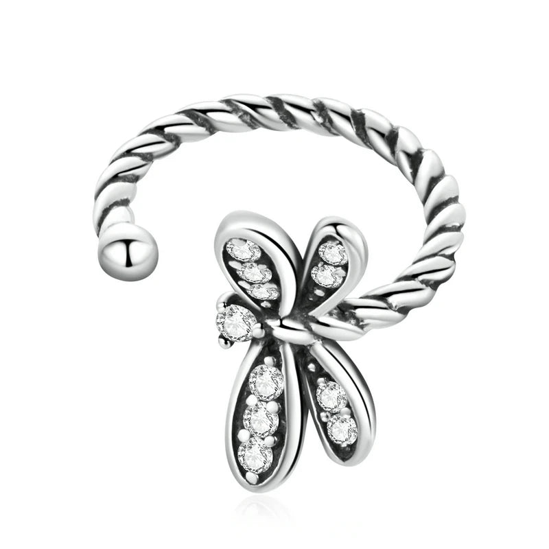 Silver CZ Ear Cuff for Women and Girls, Platinum-Plated Non-Piercing Clip Earring, Elegant Wedding Party Jewelry