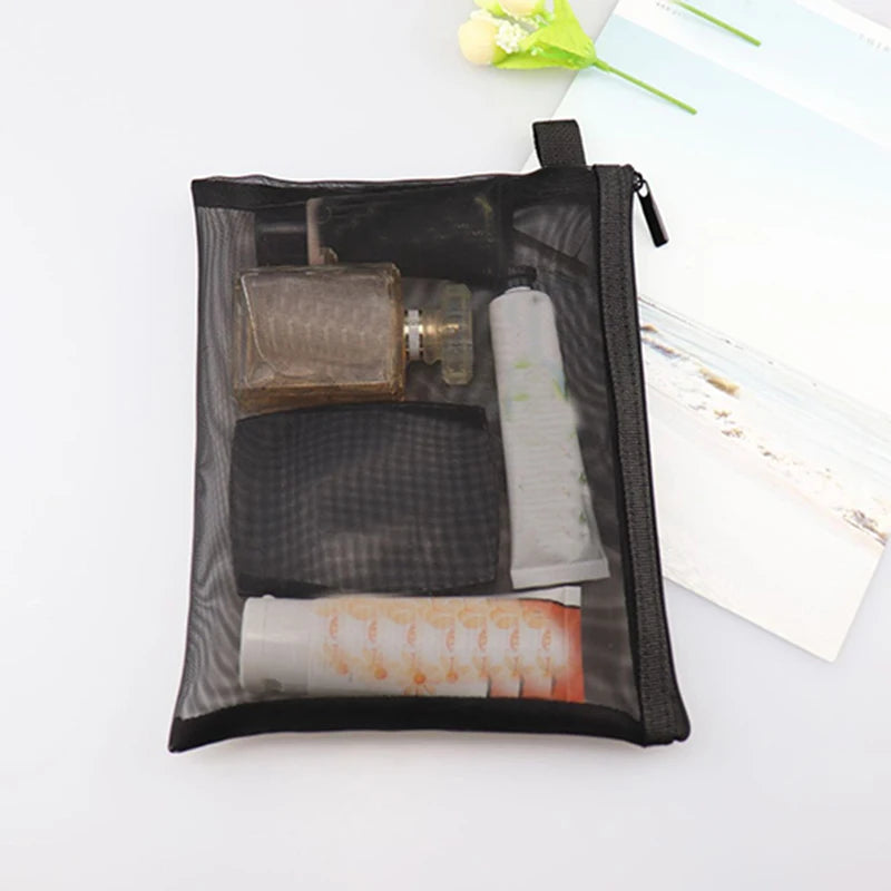 Mesh Cosmetic Travel Bag - Portable Makeup Organizer for Women