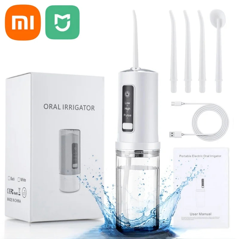 Xiaomi Portable Oral Irrigator - Rechargeable Electric Water Flosser with 4 Nozzles