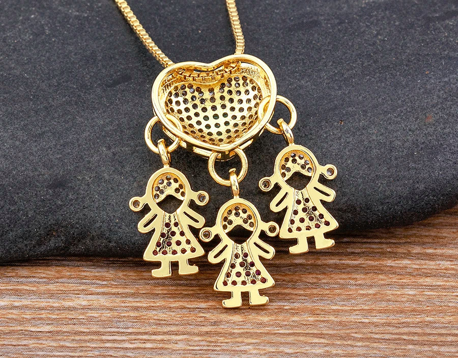 Nidin Luxury Crystal Zircon Heart Pendant Necklace for Girls and Boys, Romantic Inlaid Design Fashion