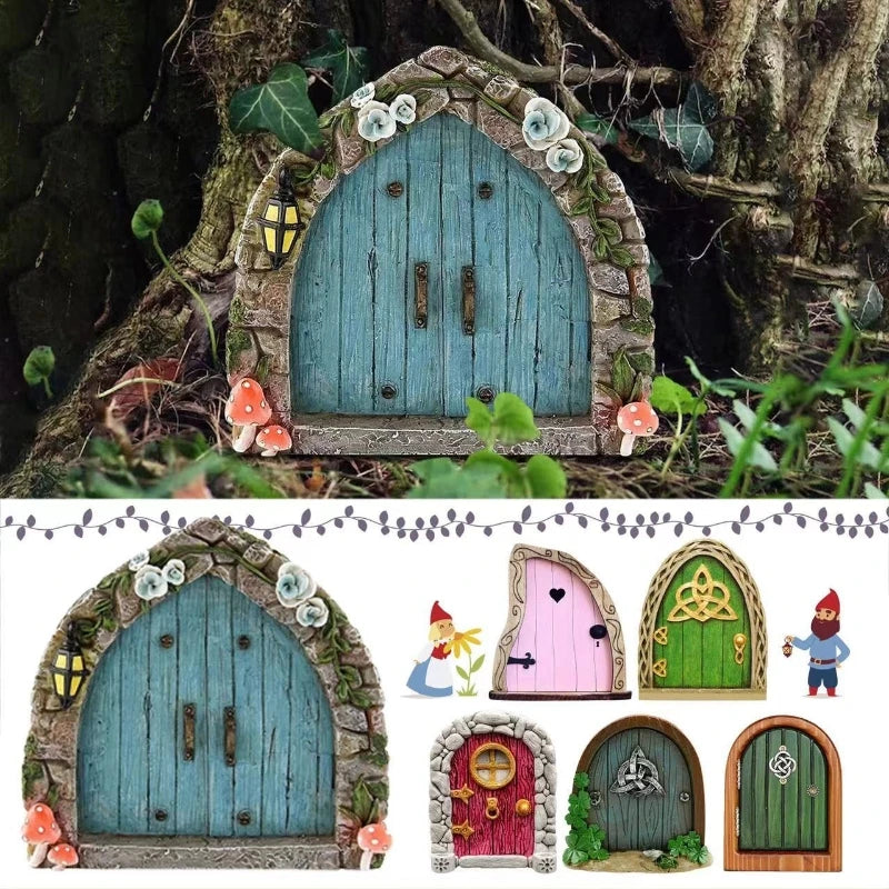 Wooden Fairy Gate DIY Garden Decor - Dwarf Elf Door Figurine for Home and Gifts