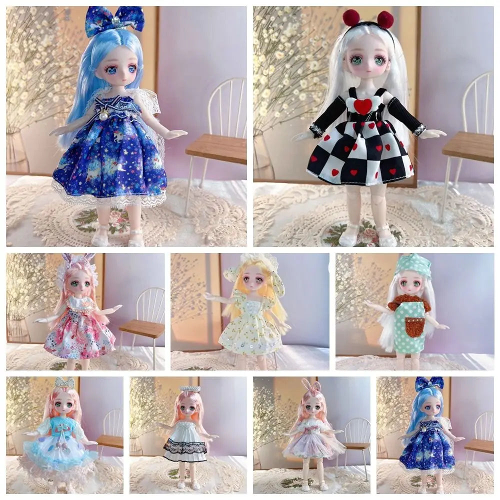 23cm BJD Doll with 3D Eyes and Movable Joints, DIY Dress-Up Doll with Clothes, Birthday Gift for Girls